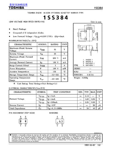 TOSHIBA 1SS384 handbook - cover page