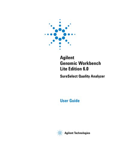 Agilent Genomic Workbench Lite Edition 6.0 SureSelect Quality Analyzer user guide - cover page