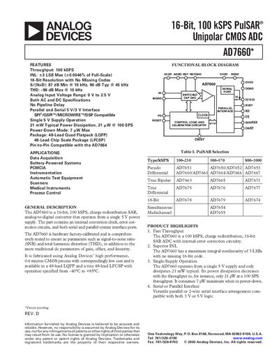 Analog Devices AD7660 Datasheet Rev D