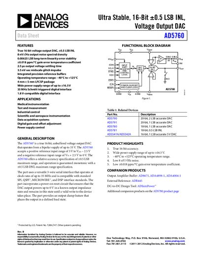 Analog Devices AD5760 Datasheet - cover page
