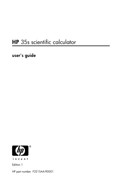 HP 35s Scientific Calculator User Manual