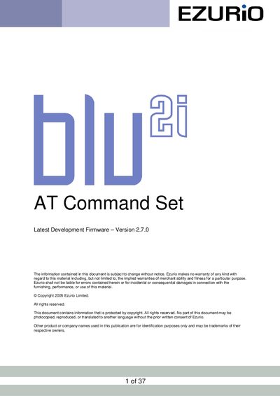 Ezurio BISM1 AT Command Set Firmware 2.7.0 Programming Manual - cover page