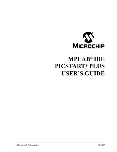 Microchip MPLAB IDE PICSTART Plus User's Guide - cover page