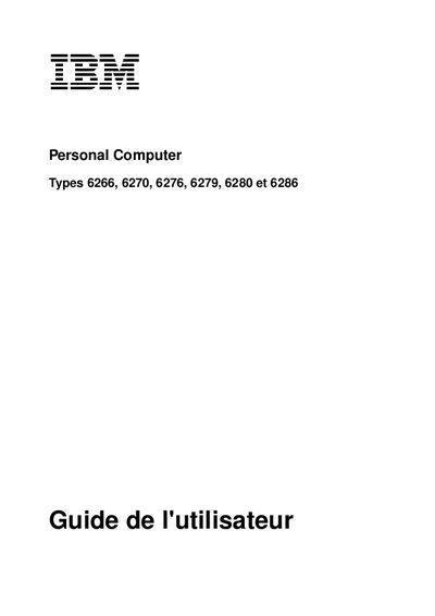 IBM PC 6266/6270/6276/6279/6280/6286 User Guide - cover page