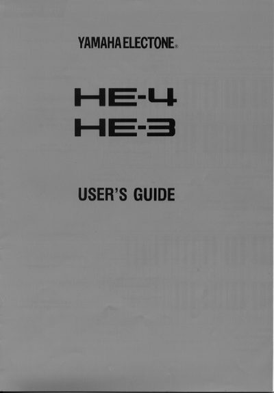 Yamaha HE-4/HE-3 Electone User's Guide - cover page