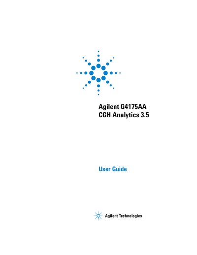 Agilent G4175AA CGH Analytics 3.5 User Guide - cover page