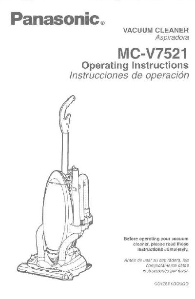 Panasonic MC-V7521 Vacuum Cleaner Operating Instructions - cover page