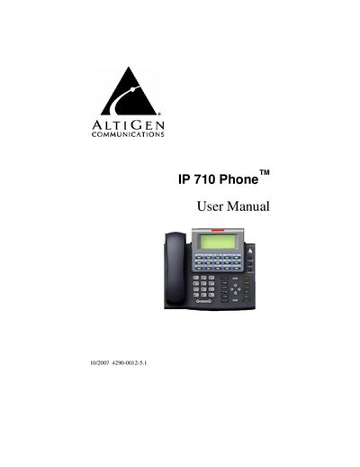 AltiGen IP 710 Phone User Manual - cover page
