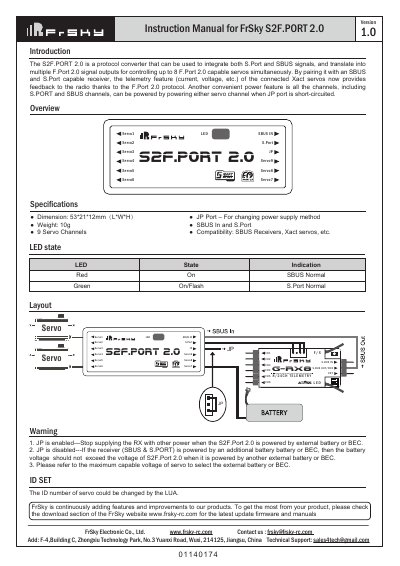 FrSky S2F.PORT 2.0 Protocol Converter User Manual - cover page