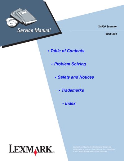 Lexmark X4500 Scanner Service Manual - cover page