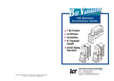 International Currency Technologies N6 Bill Validator Installation Guide - cover page