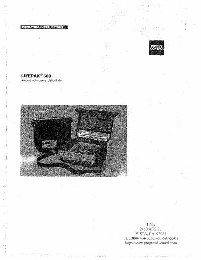 Physio-Control LIFEPAK 500 Automated External Defibrillator Operating Instructions - cover page