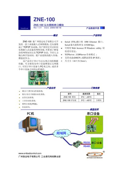 Zhiyuan Electronics ZNE-100 Product Data Manual - cover page