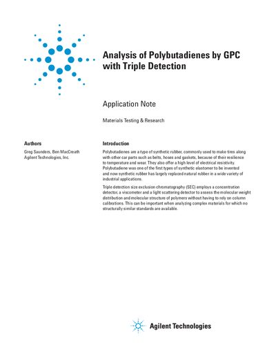 Agilent PL-GPC 50 Analysis of Polybutadienes by GPC with Triple Detection - cover page