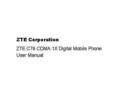 ZTE C78 CDMA 1X Digital Mobile Phone User Manual - cover page