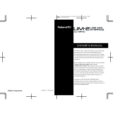 Roland UM-2 USB MIDI Interface Owner's Manual - cover page
