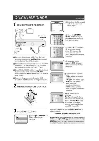 Philips DVDR560H Quick Start Guide