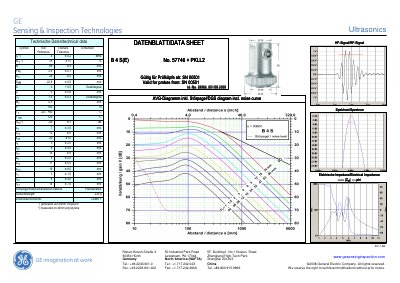 GE Sensing & Inspection Technologies B4S(E) Ultrasonic Probe Datasheet - cover page