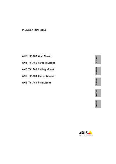 Axis T91A Series Installation Guide - cover page