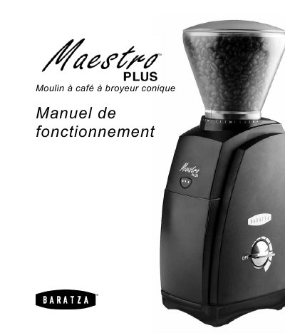 Baratza Maestro Plus Coffee Grinder User Manual - cover page