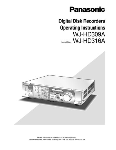 Panasonic WJ‑HD309A / WJ‑HD316A User Manual - cover page