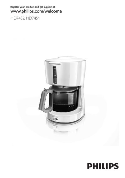 Philips HD7452/HD7451 Coffee Maker User Manual - cover page