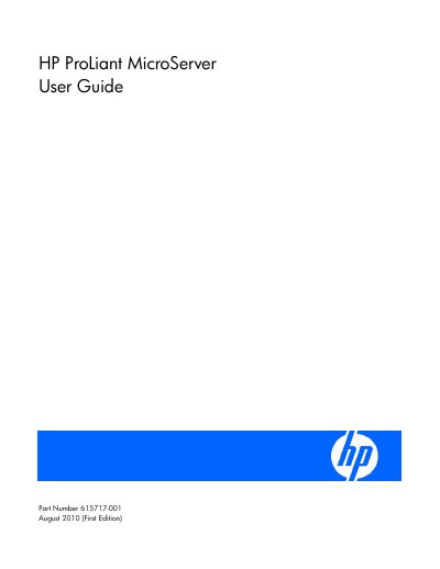 HP ProLiant MicroServer User Guide - cover page