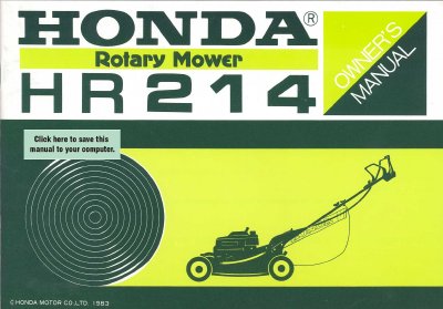 Honda HR214 Rotary Mower User Manual - cover page