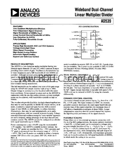 Analog Devices AD539 Datasheet - cover page