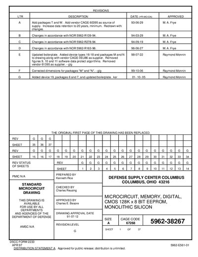 5962-38267 67268 SIZE A REVISIONS  - cover page