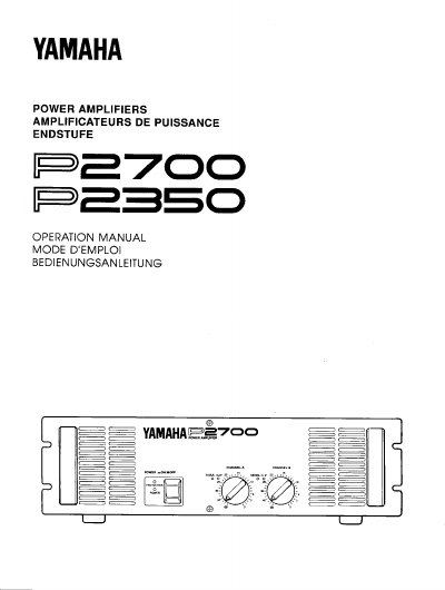 Yamaha P2700/P2350 Power Amplifiers Operation Manual - cover page