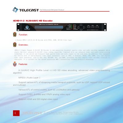 Telecast 4EHD11-2 H.264/AVC HD Encoder Manual - cover page
