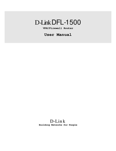 D-Link DFL-1500 VPN/Firewall Router User Manual - cover page