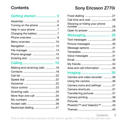 Sony Ericsson Z770i User Guide - cover page
