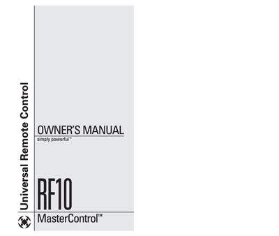 Universal Remote Control RF10 User Manual - cover page