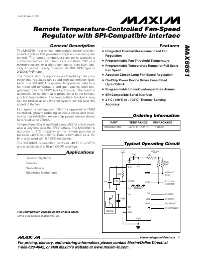 Maxim MAX6661 Datasheet - cover page