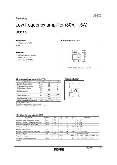 ROHM US6X6 Transistor Datasheet - cover page