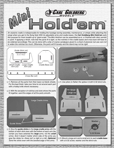 Carl Goldberg Mini Hold'em Assembly and Use Instructions - cover page