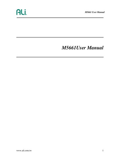 ALi M5661 User Manual - cover page