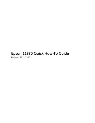 Epson Stylus Pro 11880 Quick Start Guide - cover page