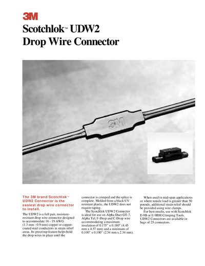 3M Scotchlok UDW2 Drop Wire Connector Manual - cover page