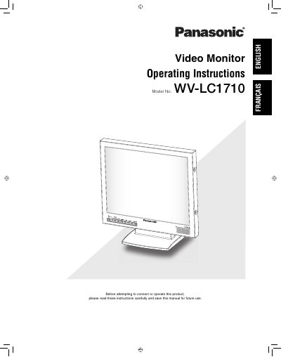Panasonic WV-LC1710 Video Monitor Operating Instructions