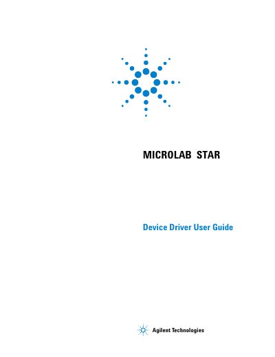 Agilent MICROLAB STAR Device Driver User Guide - cover page
