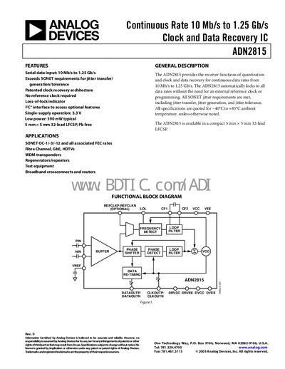 Analog Devices ADN2815 Datasheet - cover page