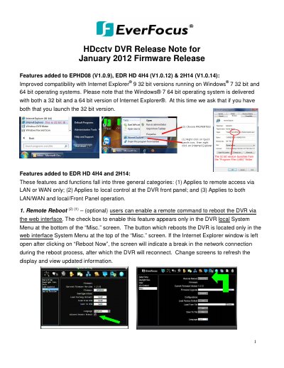EverFocus EPHD08/EDR HD 4H4/2H14 Firmware Release Note January 2012 - cover page