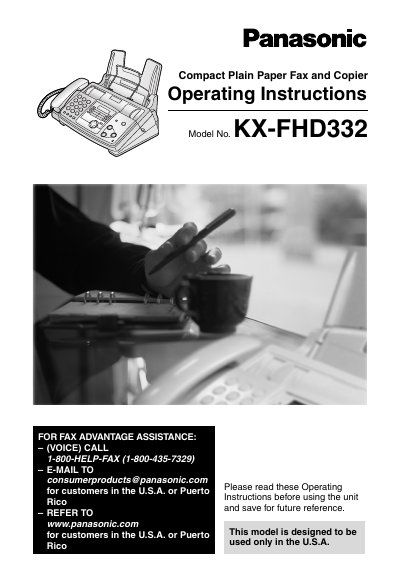 Panasonic KX-FHD332 Fax Advantage Assistance User Manual