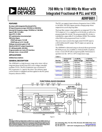 Analog Devices ADRF6601 Datasheet - cover page