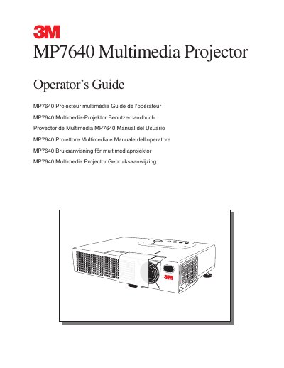 3M MP7640 Multimedia Projector Operator's Guide - cover page
