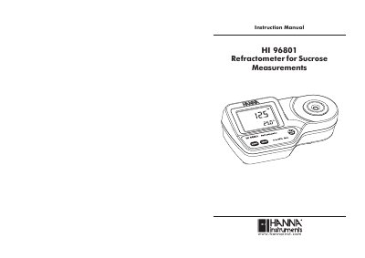 Hanna Instruments HI 96801 Refractometer Instruction Manual - cover page