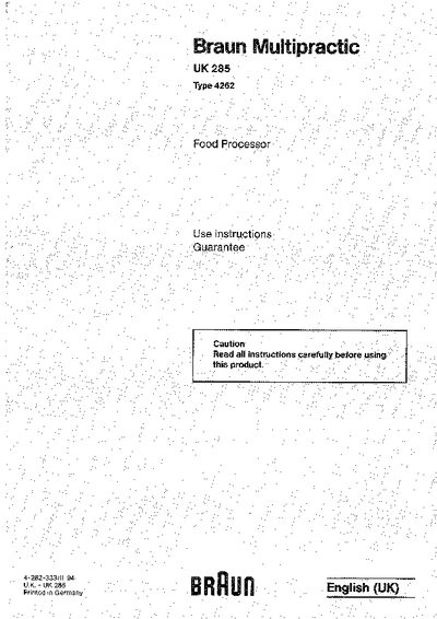 Braun 4262 Food Processor User Manual